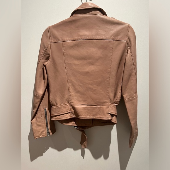 All Saints Nude Blush Leather Biker Jacket size 4 - Picture 4 of 6